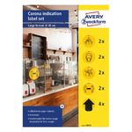AVERY ZWECKFORM - Zestaw etykiet ostrzegawczych - koronawirus, 12 etykiet., żółte - 49415